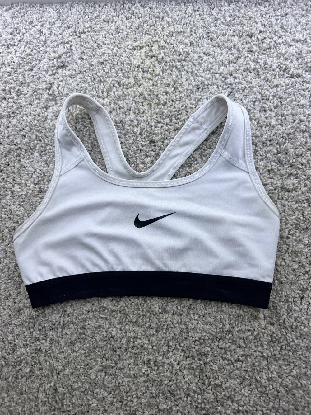 Nike White Sports Bra with Black Band and Swoosh